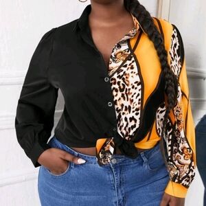 SHEIN animal printed blouse 0XL
